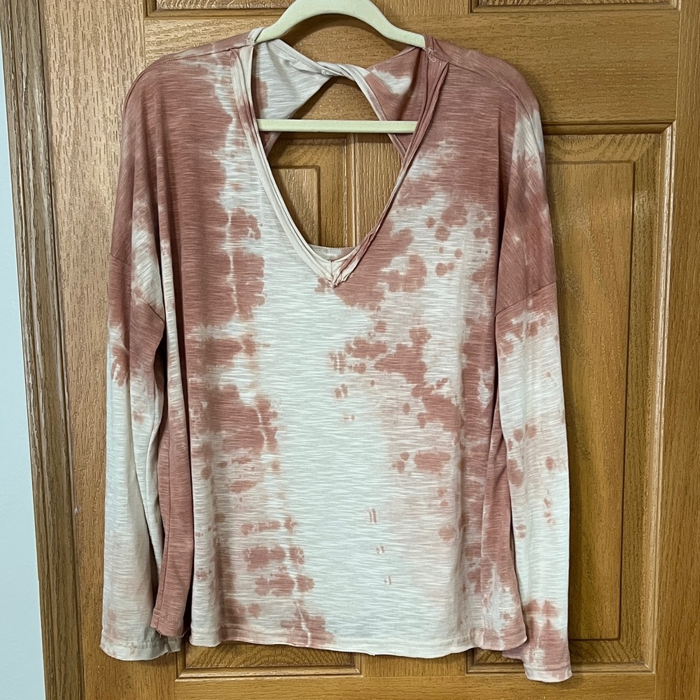 POL Long Sleeve Top - Salmon and Cream